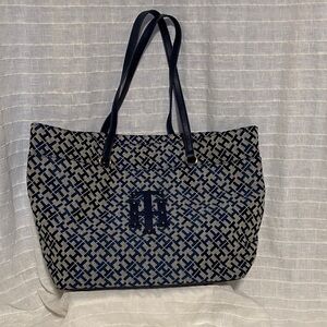 Tommy Hilfiger Blue and Navy with leather Patterned Tote